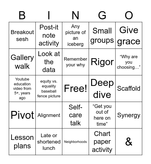 PD Bingo Card