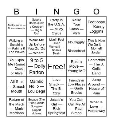 One Song In… You KNOW It Bingo Card
