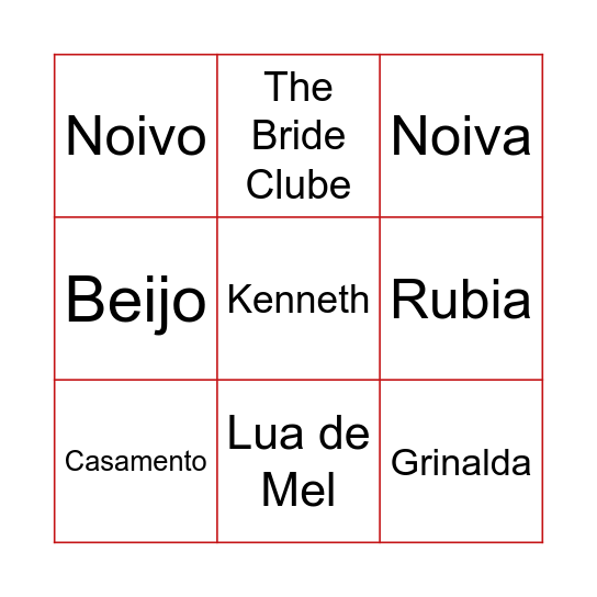 BINGO DA NOIVA Bingo Card