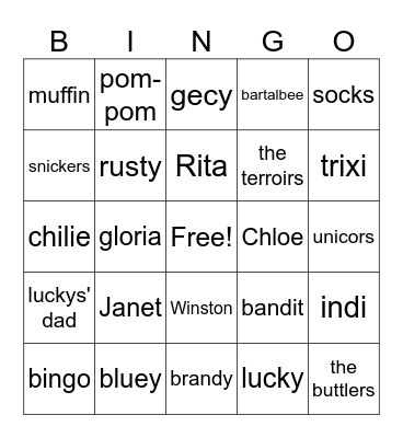 Bluey Bingo Card