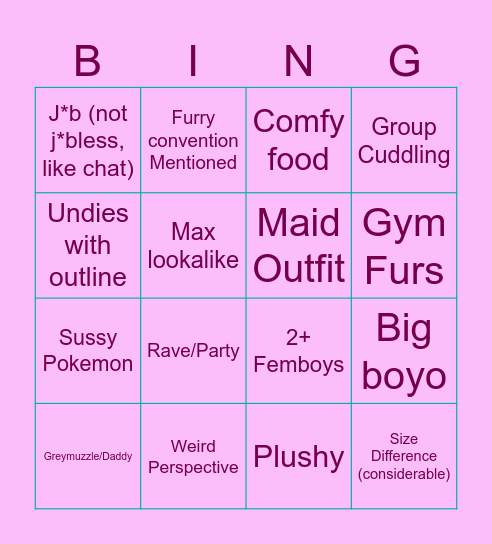 FURRY MEME BING Bingo Card