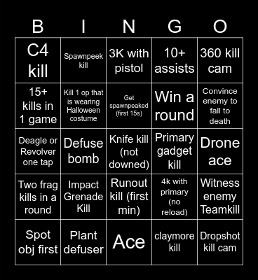 R6 Bingo Card