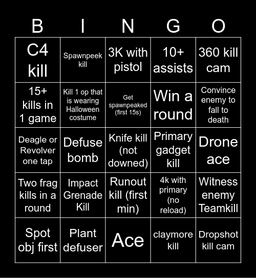 R6 Bingo Card