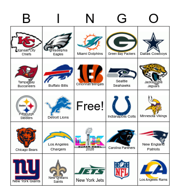 NFL Team Logos Bingo Card