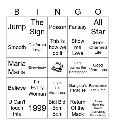 90s Throwback Bingo Card