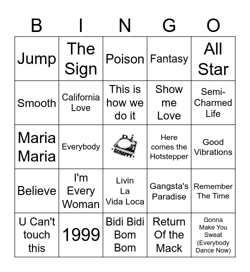 90s Throwback Bingo Card