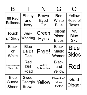 Colors Bingo Card