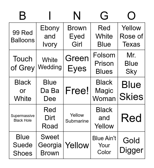 Colors Bingo Card
