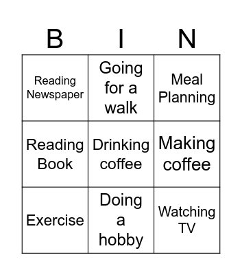Habits Bin Bingo Card