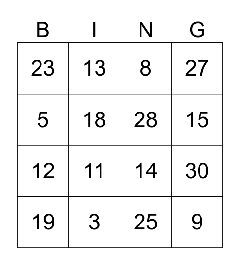 Juanda's card Bingo Card