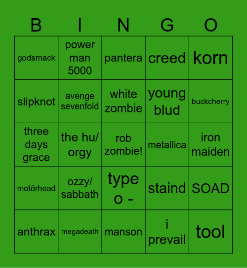 freaks on parade Bingo Card