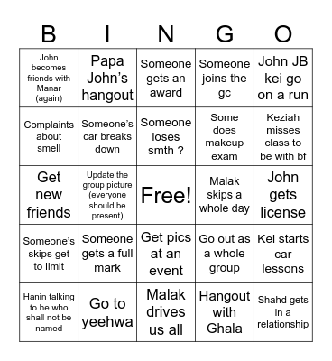 Fall 2026 Bingo Card