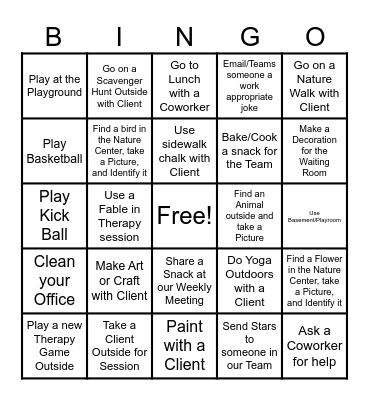 OUTPATIENT BINGO Card