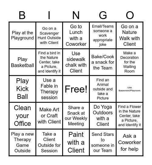 OUTPATIENT BINGO Card