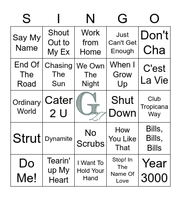 Girls VS Boys Bingo Card