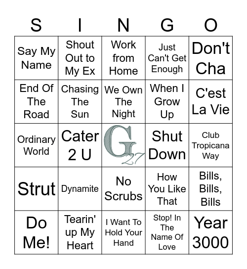 Girls VS Boys Bingo Card