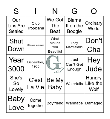 Girls VS Boys Bingo Card