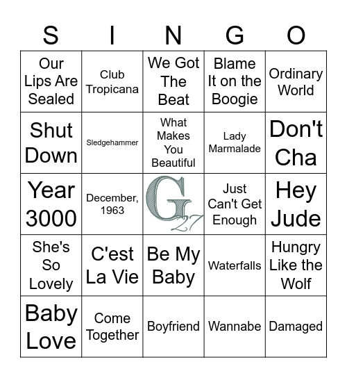 Girls VS Boys Bingo Card