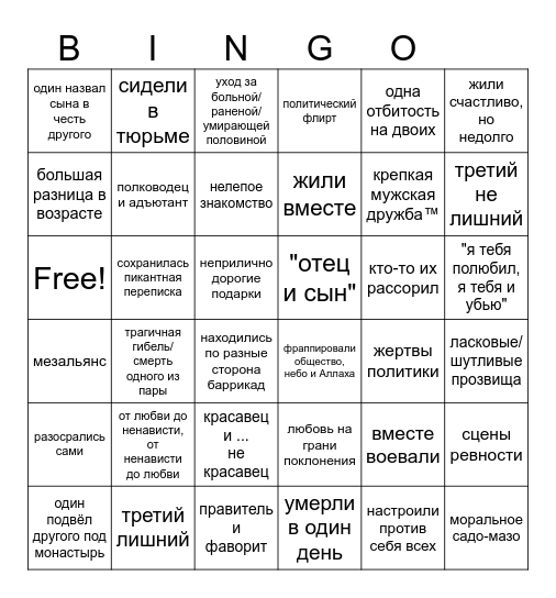 ИСТОРИЧЕСКОЕ БИНГО (ОТП) Bingo Card
