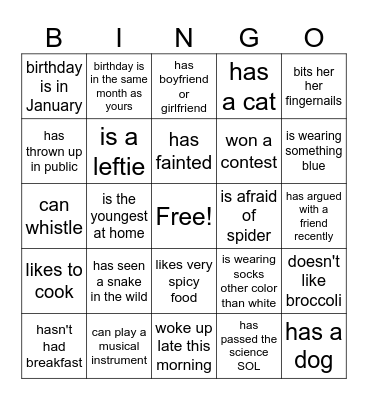 Falls Church Fun! Bingo Card