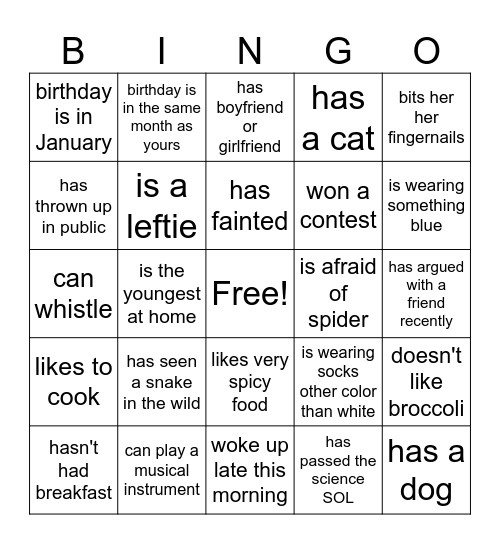 Falls Church Fun! Bingo Card