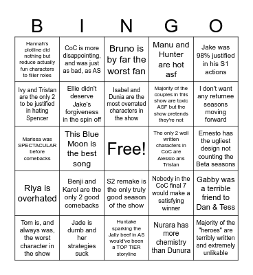 This isn't how bingo works but who cares? Bingo Card