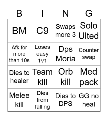 Overwatch Bingo Card