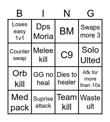Overwatch Bingo Card