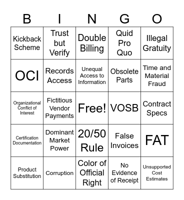 Red Flags Bingo Card