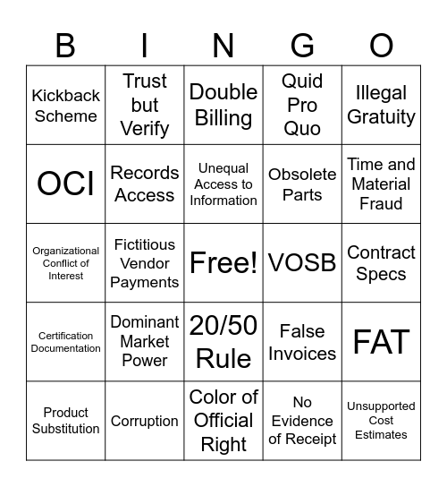 Red Flags Bingo Card