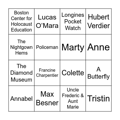 The Stolen Life of Colette Marceau Bingo Card