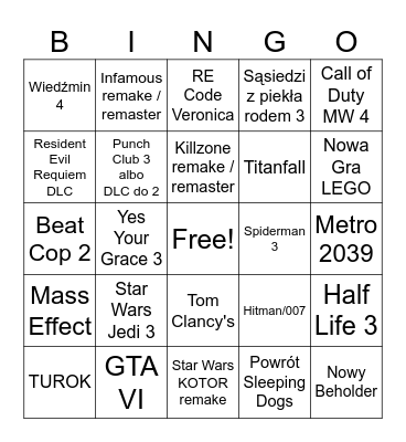 Gamescom Bingo Card