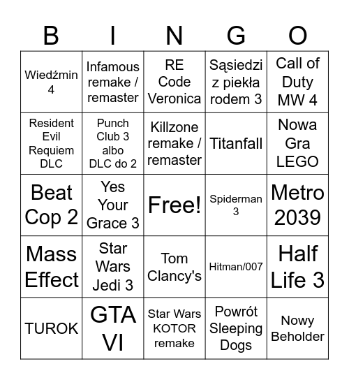 Gamescom Bingo Card