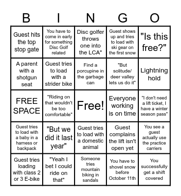 Brighton Bingo - Summer slam edition Bingo Card