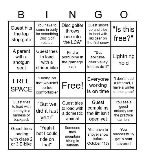 Brighton Bingo - Summer slam edition Bingo Card