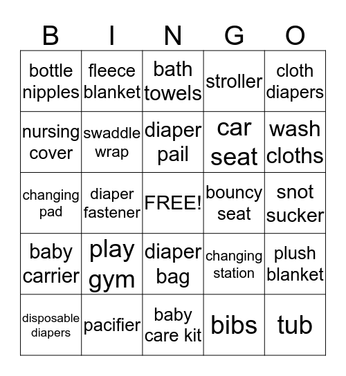 Baby Boy Blair Bingo Card