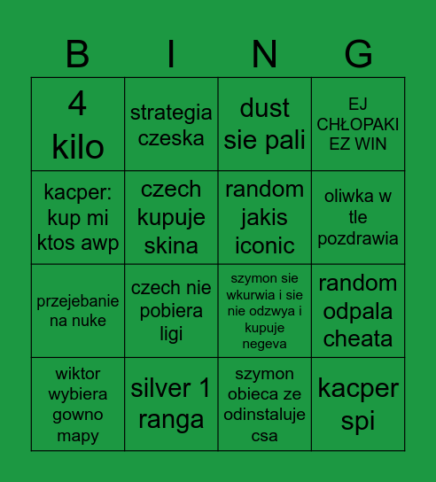 bosman bingo Card