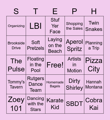Bridal Shower Bingo Card