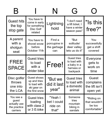 Brighton Bingo - Summer slam edition Bingo Card