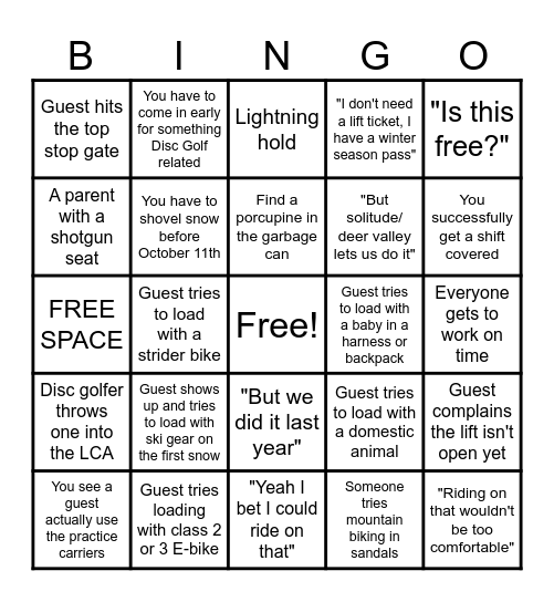 Brighton Bingo - Summer slam edition Bingo Card