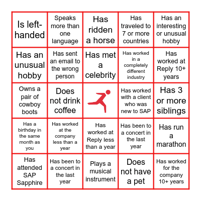2026 Syskoplan Reply Annual Company Event BINGO Card