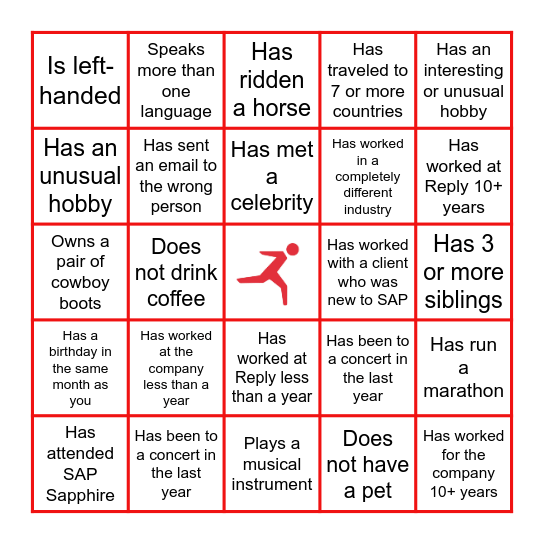 2026 Syskoplan Reply Annual Company Event BINGO Card