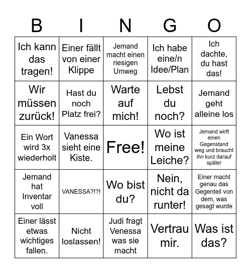 PEAK Bingo Card