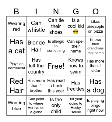 Husky House Bingo! Bingo Card