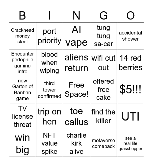 2026 year bingo bongo Bingo Card