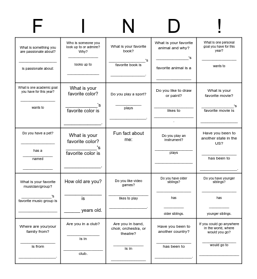 Find Someone Who... CP 11* Bingo Card