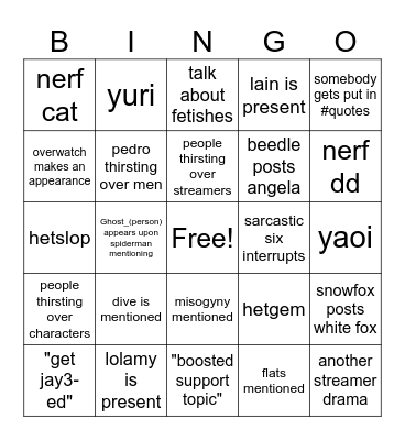 rivals chat queens bingo Card
