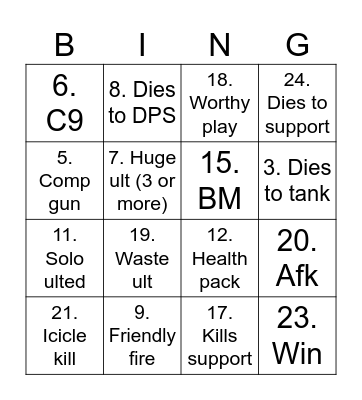 Overwatch Bingo Card