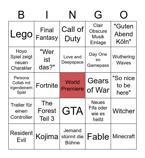 ONL Bingo - GameFeature Bingo Card