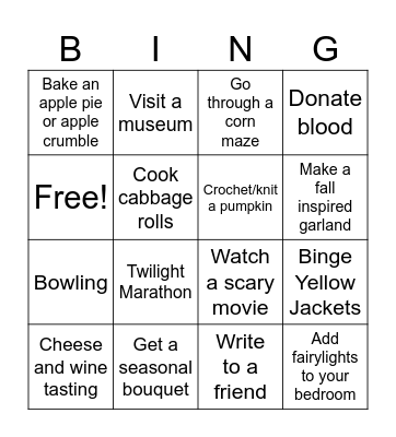 Autumn Bingo #2 Bingo Card